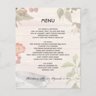Woodland Wedding Theme Nature Menu Template