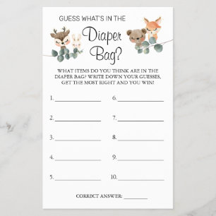 Woodland What is in the diaper bag game card