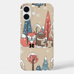 Woodland Whimsical Forest Animals Winter iPhone 16 Plus Case