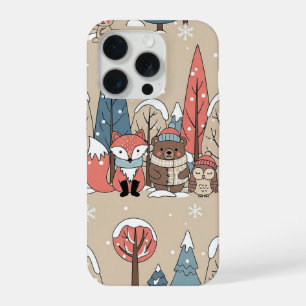 Woodland Whimsical Forest Animals Winter iPhone 15 Pro Case