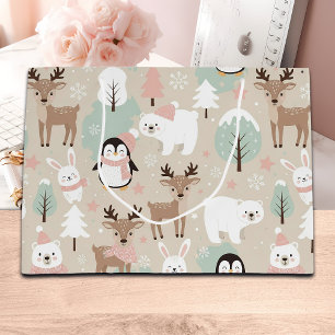 Woodland Whimsical Forest Animals Winter Large Gift Bag