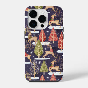 Woodland Whimsical Reindeers Winter iPhone 14 Pro Case