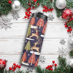 Woodland Whimsical Reindeers Winter Thermal Tumbler