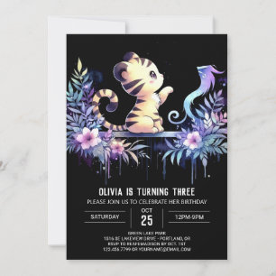 Woodland Whimsical Tiger Birthday Invitation