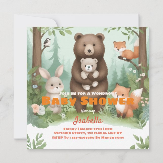 Woodland Whimsy Baby Shower Invitation (Front)