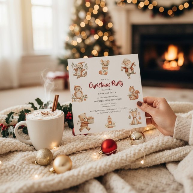 Woodland Whimsy Christmas Party Invitation (Creator Uploaded)