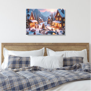 Woodland Whimsy Christmas Village Canvas Print