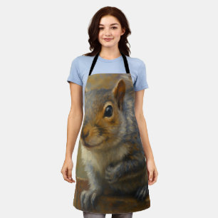 Woodland Whimsy – Realistic Squirrel Portrait Apron