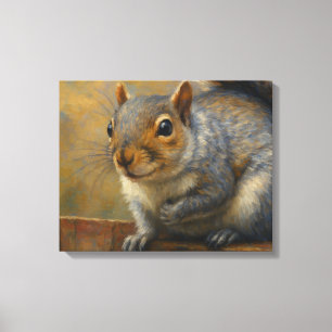 Woodland Whimsy – Realistic Squirrel Portrait Canvas Print