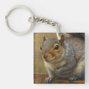 Woodland Whimsy – Realistic Squirrel Portrait Key Ring