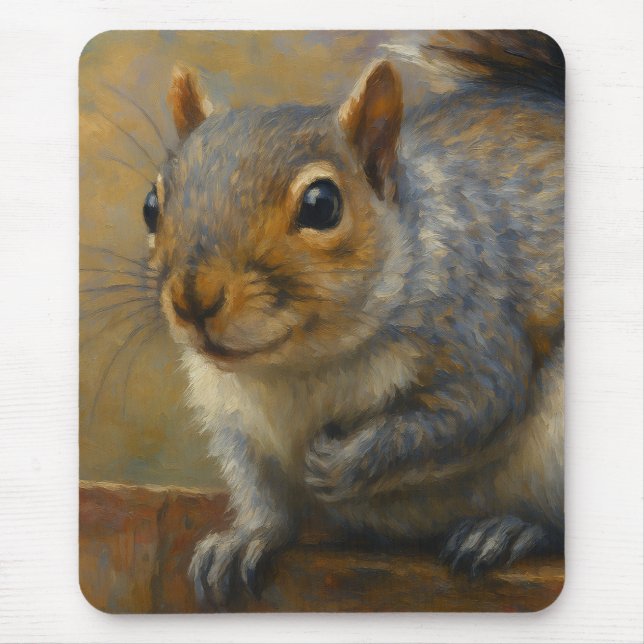 Woodland Whimsy – Realistic Squirrel Portrait Mouse Mat (Front)