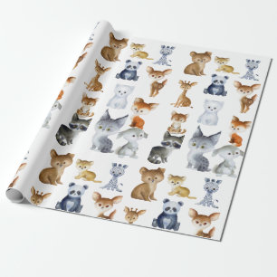 Woodland Whimsy Watercolor Forest Animals Wrapping Wrapping Paper