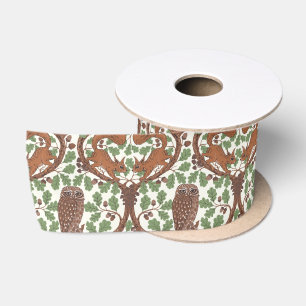 Woodland Whispers/Owls and Squirrels in the Oak/mo Satin Ribbon