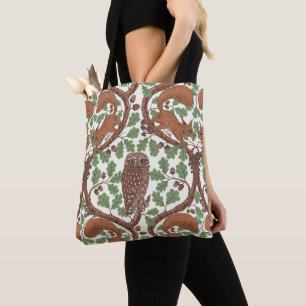 Woodland Whispers/Owls and Squirrels in the Oak/mo Tote Bag