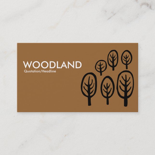 Woodland - White and Black on Brown Business Card (Front)