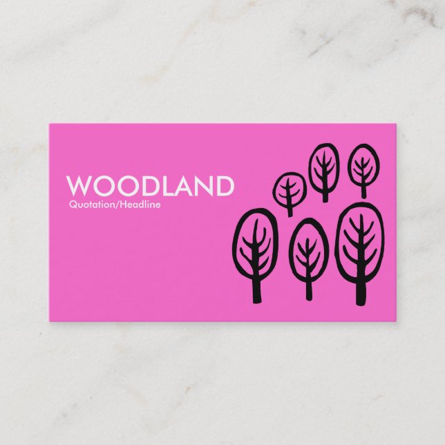 Woodland - White and Black on Pink Business Card (Front)