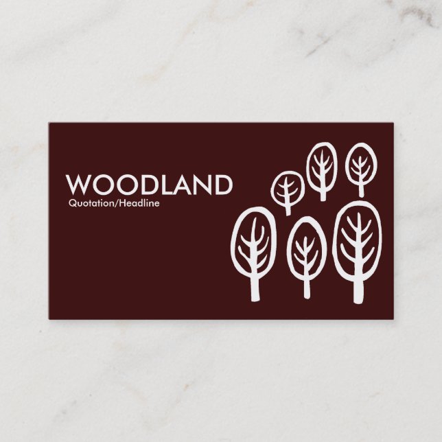 Woodland - White on Dark Brown Business Card (Front)