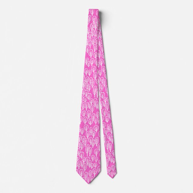 Woodland White on Pink Tie (Front)