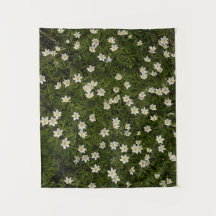 Woodland White Wildflower Anemone Forest Floor Tapestry