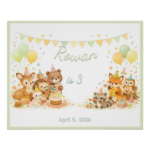 Woodland Wild Animals Forest Party Pastel Neutral Poster