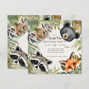 Woodland Wild One 1st Birthday Party Invitation
