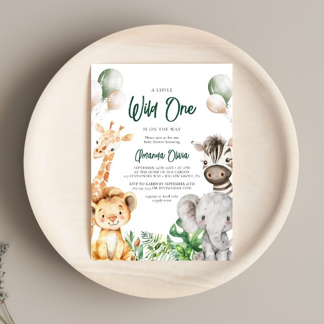 Woodland Wild One Animal Safari Baby Shower Invitation (Creator Uploaded)