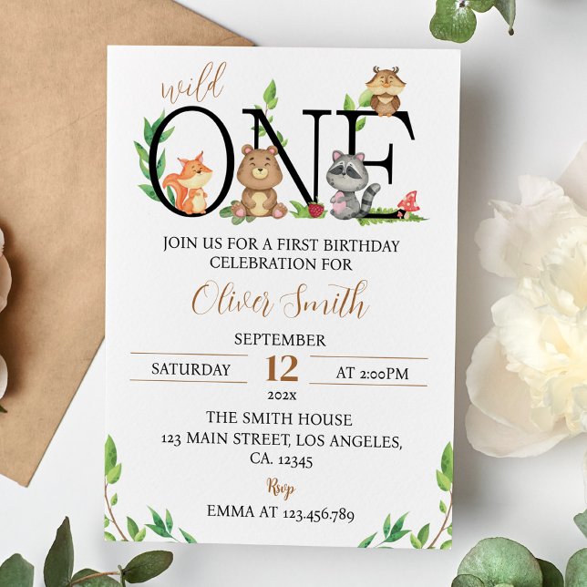 Woodland Wild One Birthday Invitation (Creator Uploaded)