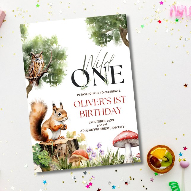 Woodland Wild One Birthday Invitation 1st Birthday (Creator Uploaded)