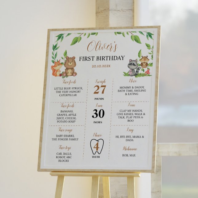 Woodland Wild One Birthday Party Milestone Sign (Creator Uploaded)