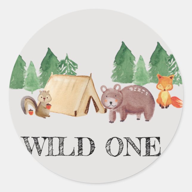 Woodland Wild ONE  Classic Round Sticker (Front)