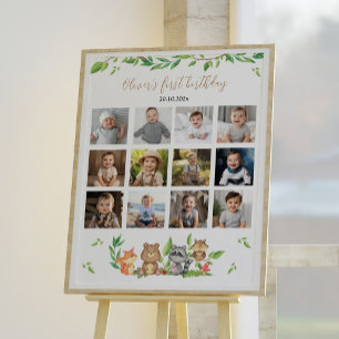 Woodland Wild One First Year Photo Milestone Sign