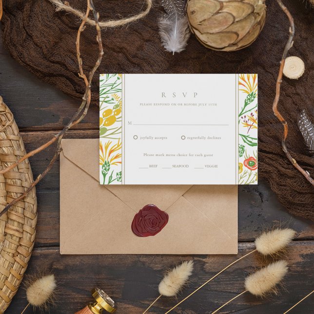 Woodland Wildflower Boho Wedding  RSVP Card (Creator Uploaded)