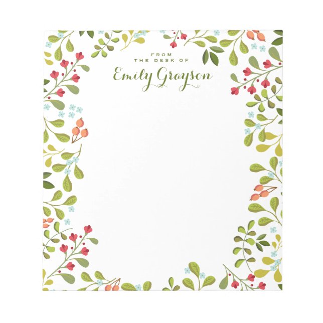 Woodland Wildflower Personalised Social Stationery Notepad (Front)