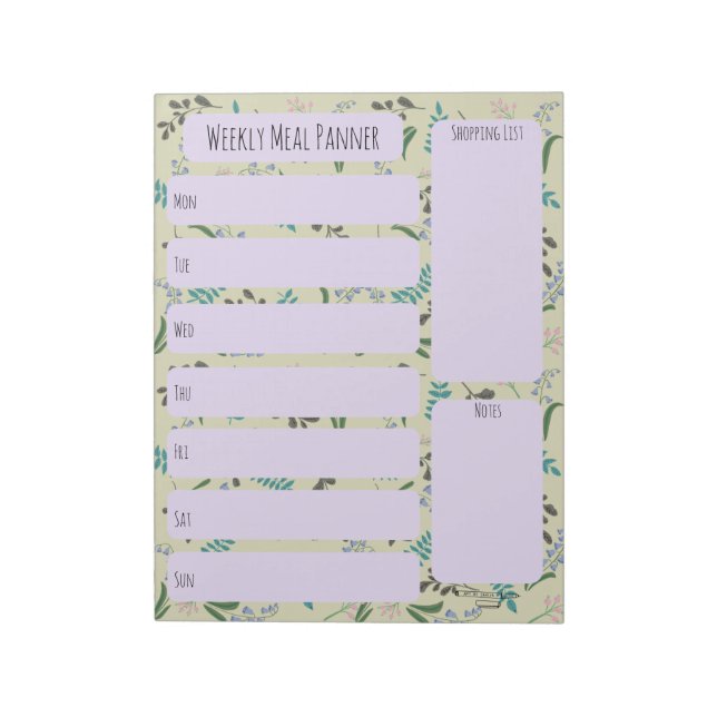 Woodland Wildflower Weekly Meal planner notepad  (Rotated)