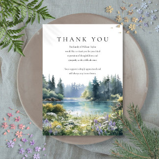 Woodland Wildflowers Lake Bereavement Funeral Thank You Card