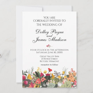 Woodland Wildflowers Rustic Wedding Invitation