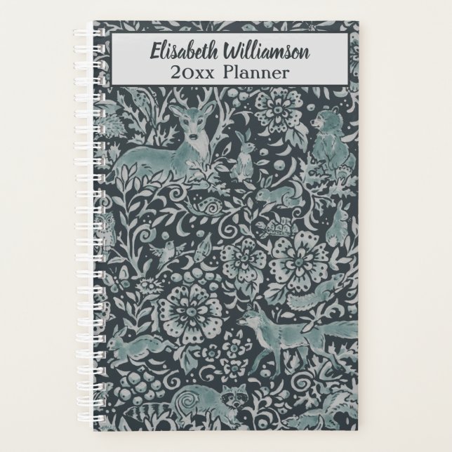 Woodland Wildlife  Animal Teal Customised Fox Deer Planner (Front)