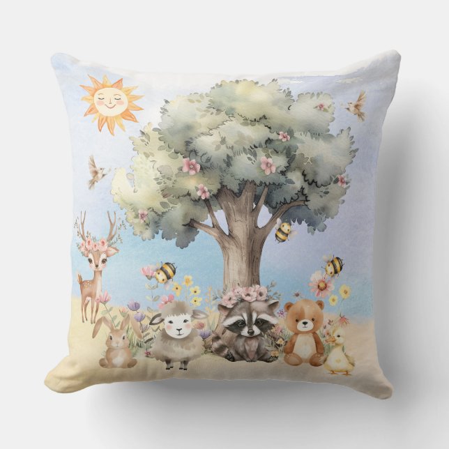 Woodland Wildlife Baby Shower Keepsake  Cushion (Front)