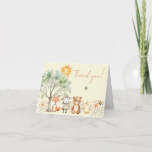 Woodland Wildlife Baby Shower Pale Peach Thank You Card