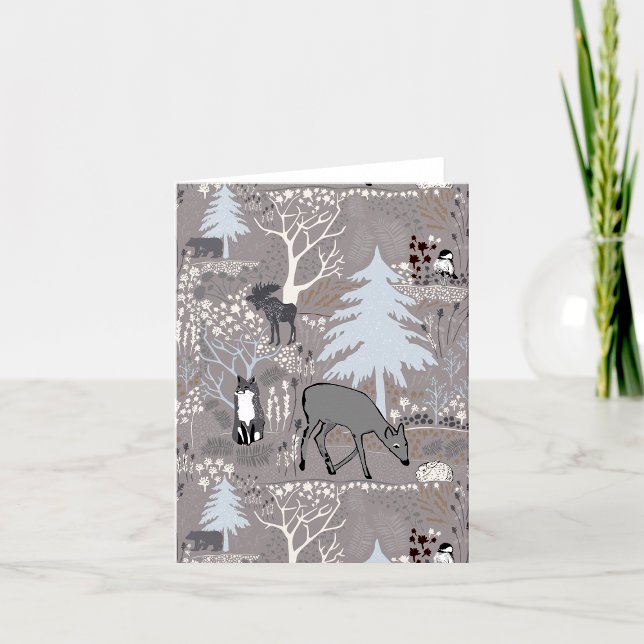 Woodland Wildlife Deer Fox Moose Greeting Or Blank Thank You Card (Woodland Wildlife Deer Fox Moose Greeting Or Blank Thank You Card by Jenn Steffen Art.)