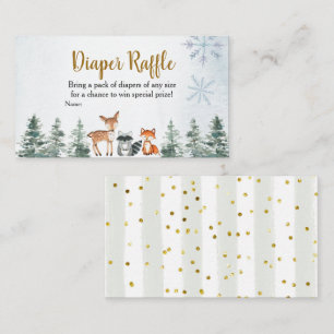Woodland Winter Animal Baby Shower Diaper Raffle Enclosure Card