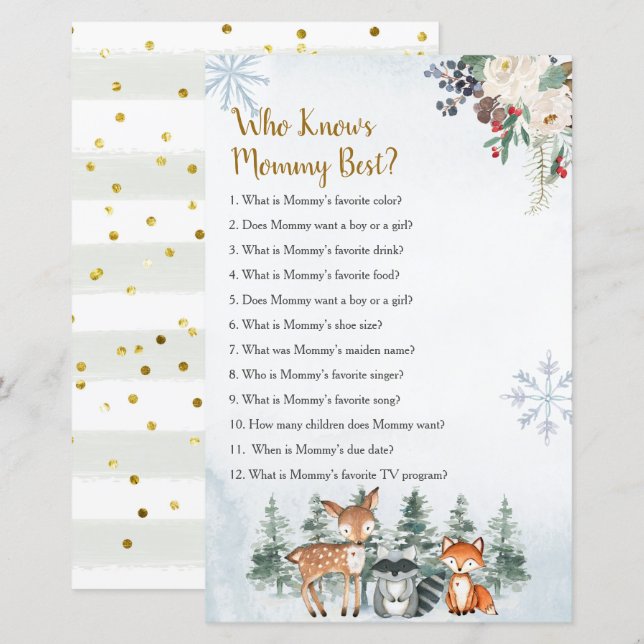 Woodland Winter Animal Forest Who Knows Mummy Best (Front/Back)