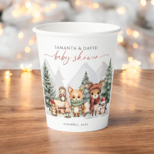 Woodland Winter Animals Baby Shower Paper Cups