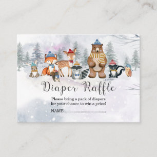 Woodland Winter Animals Diaper Raffle Enclosure Card