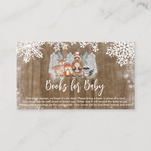 Woodland Winter Baby Shower Books for Baby  Business Card (Front)