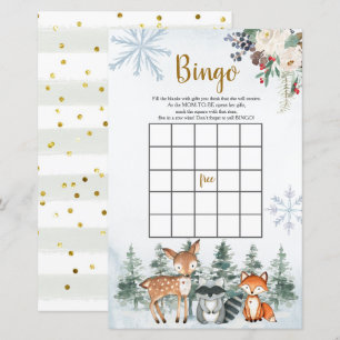 Woodland Winter Baby Shower Forest Animal Bingo