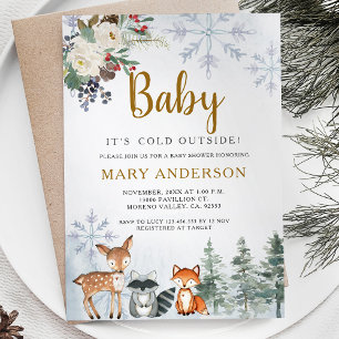 Woodland Winter Baby Shower Forest Animals Invitation
