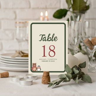 Woodland Winter Baby Shower Table Number