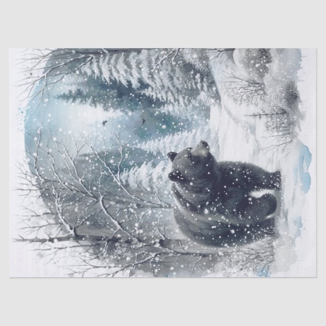 Woodland Winter Black Beer Tissue Paper (Front)