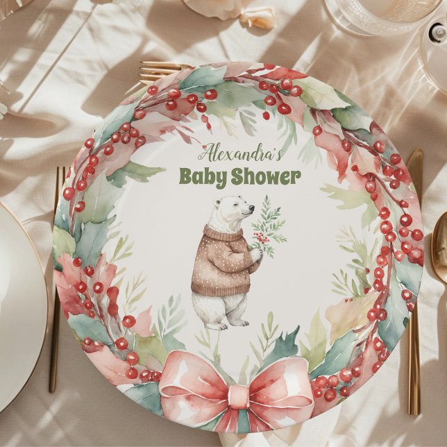 Woodland Winter Christmas Baby Shower Paper Plate (Creator Uploaded)
